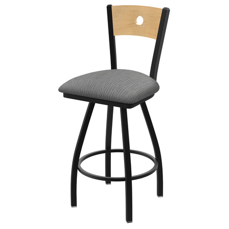 HOLLAND BAR STOOL CO 25" Swivel Counter Stool, Black Wrinkle, Nat Back, Graph Seat X830